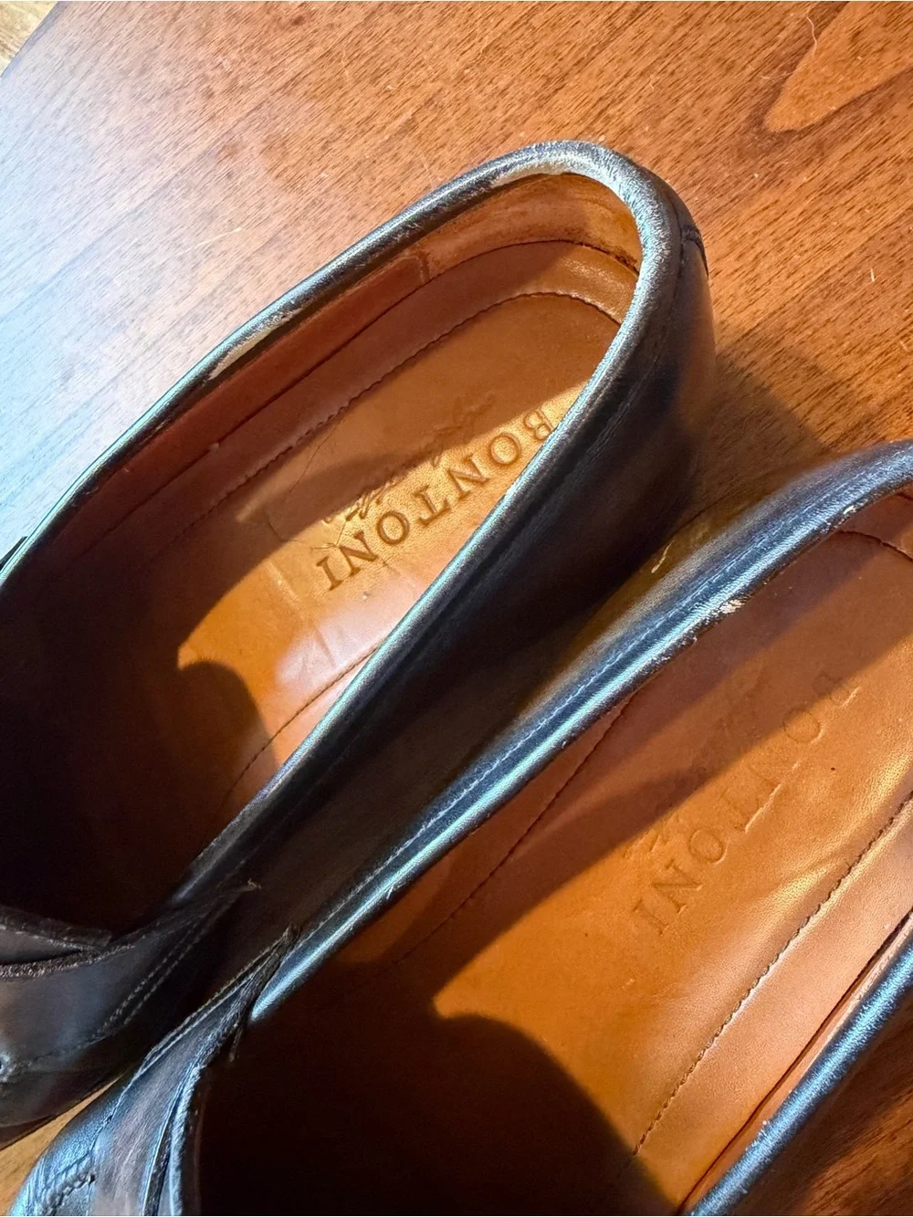 Men's Classic Brown/Black Leather Penny Loafers Bontoni